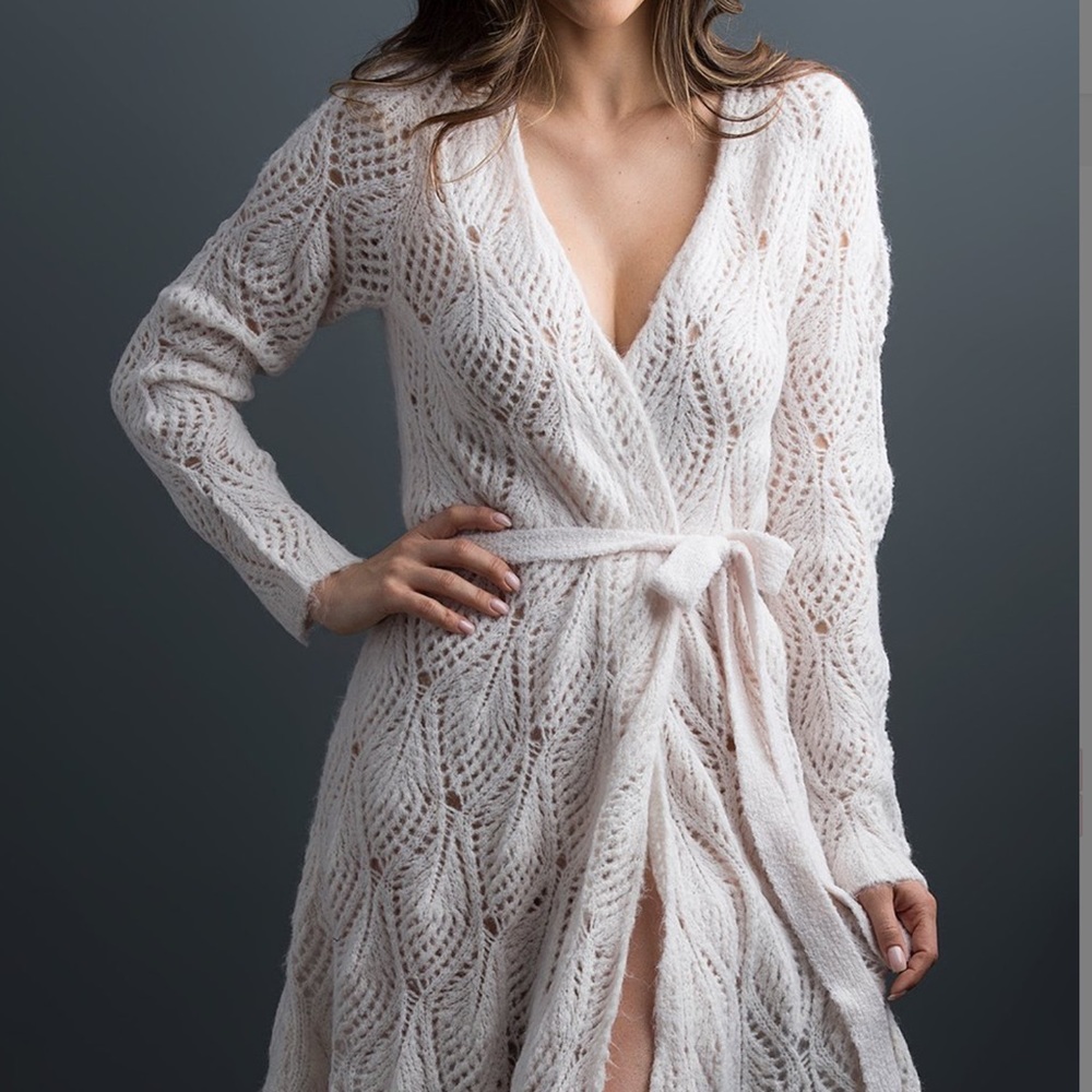 Lemon Rosewater Lollipop Cozy Knit Pink Robe